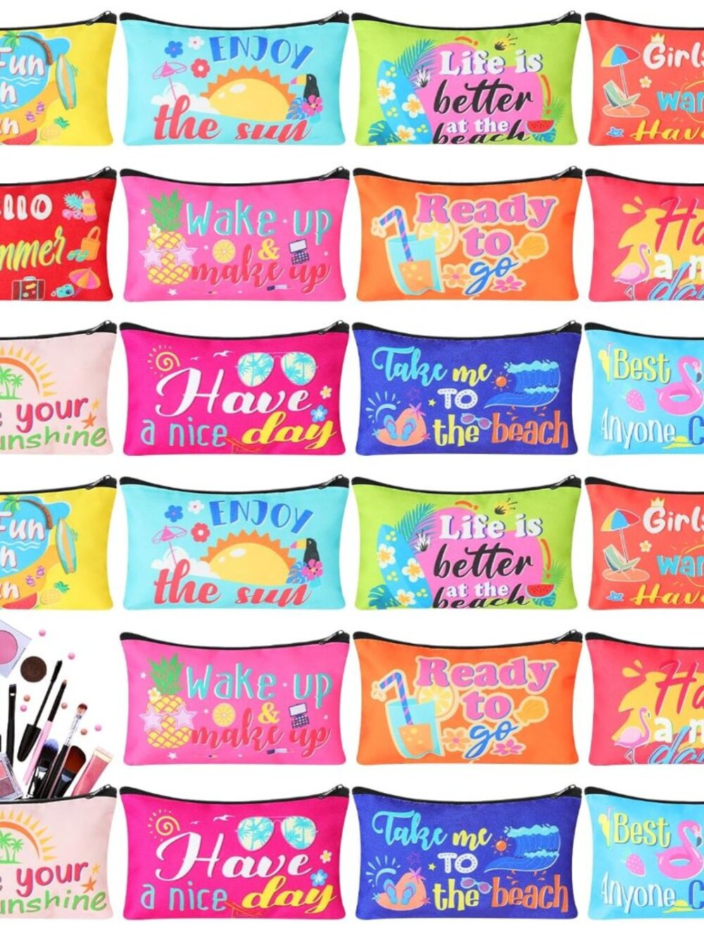 One Piece Random Design Camvas Makeup Cosmetic Bags Purse Organizer
